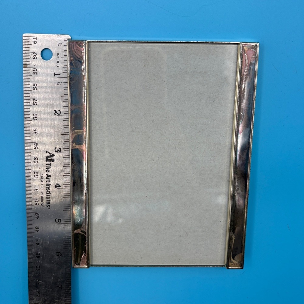 Vintage Y2K Silver Plated‎ 4x6 Picture Frame Wide Metal Border Minimalist Modern - Picture 4 of 10